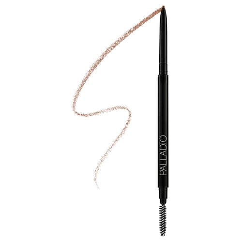 Palladio Beauty Brow Definer Pencil, Medium Brown, Ultra Precise Twist-Up Eye Brow Pencil with Long-Staying Power, Spooley Brush Blends Color for Natural Finish, No Eyebrow Pencil Sharpener Required