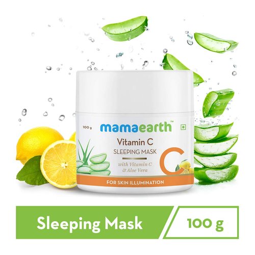 Mamaearth Vitamin C Sleeping Face Mask | Overnight Restorative Night Time Skincare | Hydrating Cream-Gel Mask for Radiant Skin | No Paraben | 3.53 Oz (100g)