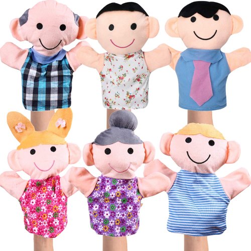 Hand Puppet Set - 6 Family Members - Premium Quality, 9” Inch Soft Plush Hand Puppets for Kids for Storytelling, Teaching, Preschool, Role-Play | Mother, Father, Son, Daughter and Grandparents