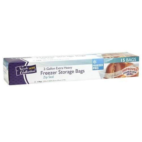 Nicole Home Collection Premium Clear 2 Gallon Zip Seal Challah & Freezer Bags - (15 Pack) - Perfect for Baking, Freezing & Everyday Use