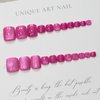 Pink Press on Toenails Cat Eye Fake Toenails Short Square Acrylic Toes Nails with Summer Designs False Toenails Glossy Stick on Nails for Women Girls Toe Nails Decoration 24pcs