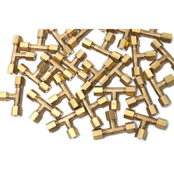 LTWFITTING 1/8-Inch OD Compression Tee,Brass Compression Fitting(Pack of 5)