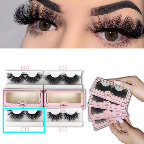 Wholesale 25mm Mink Lashes Mikiwi E11-5, Real Mink EyeLashes, Thick HandMade Full Strip Lashes, Crueltyl Free Fluffy Lash, Dramatic 3D Mink Lashes Bulk Pack-5