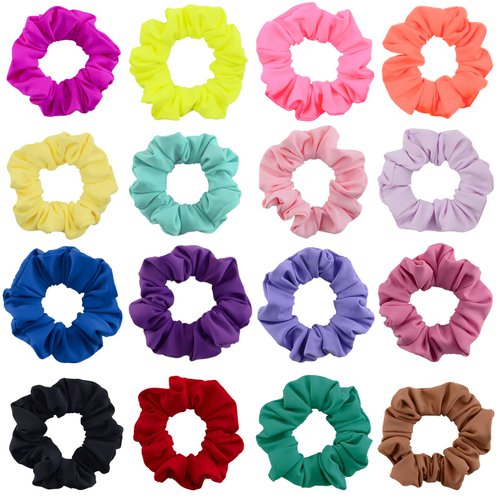 Simnice Waterproof Neon Scrunchies Gym Scrunchie - Water-resistant Hair Ties Pool scrunchie 16 Colors Elastic Hair bands Ponytail Holder Beach Scrunchies, Party Size Scrunchie, Hair Tie for Women
