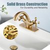 Aolemi Bathroom Sink Faucet Antique Brass Single Hole Cold and Hot Double Handle Cross Knobs Vanity Vessel Sink Basin Mixer Tap with Pop Up Drain with Overflow and Deck Cover Plate