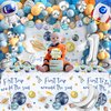 First Trip Around The Sun Birthday Party Decoration Pack, 1st Baby Shower Space Birthday Party Supplies Including Banner, Backdrop, Garland, Tablecloth, Felt Hat, Honeycomb, Cake Toppers, Latex and