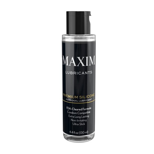 MAXIM Premium Silicone Personal Lubricant, Cleared Formula, Long-Lasting, Non-Sticky, Non-Irritating, Compatible with Toys and Condoms, 4.4 FL OZ / 130 ML, Topical Use Only