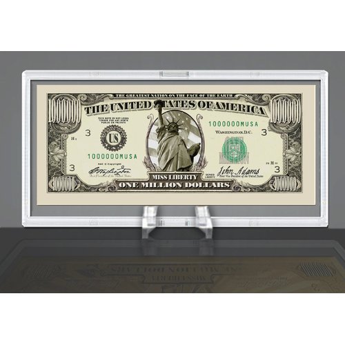 Million Dollar Bill Desktop Collectible - Comes in Currency Stand - Beautiful Best Quality Office Desk Top Accessory Gift - Toy, Prank, Gag Gift