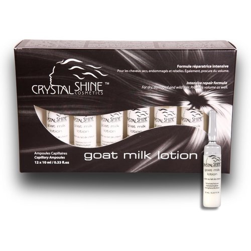 Crystal Shine Goat Milk Hair Oil Treatment Ampules Intensive Repair For Dry, Damaged, Wild Hair (12 Pack) (0.33 fl.oz/each)
