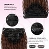 Curly Hair Extensions, OiMiGO Kinky Curly Clip in Extensions 3C 4A Ombre Black to Medium Auburn Human Hair Clip ins Extension for Black Women 120g 7 Pieces 18 Inch Curly Remy Hair Clip on Extensions