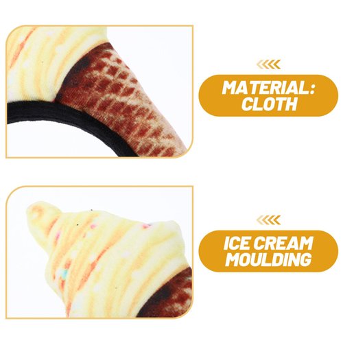 Beavorty Ice Cream Headband Ice Cream Cone Shape Headpiece Novelties Unisex Adult Mini Food Hat on Headband Costume Party Supplies