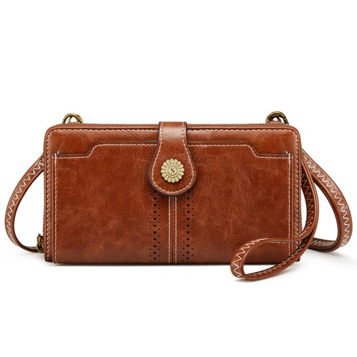 S-ZONE Wristlet Wallets for Women Crossbody Cell Phone Purse RFID Blocking Leather Clutch Purses with 2 Straps