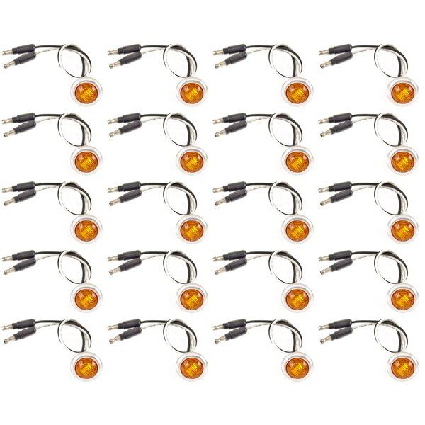 3/4 (.75 Inch) Mini Clear Lens Red/Amber LED Clearance Lamp Round Indicator Fender Side Marker Lights Waterproof with Chrome Ring Camper Van Truck Trailer Pickup ATV 12V DC 2835 SMD 3led (20x Amber)