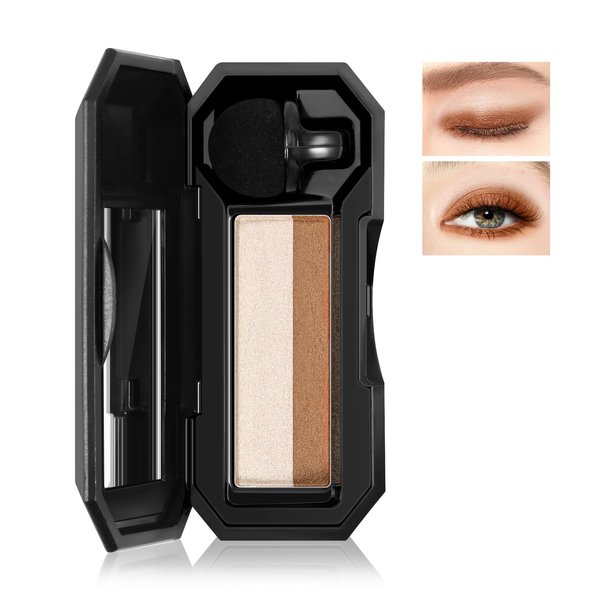 Boobeen 2 Color Eye Shadow, Portable Dual-Color Glitter Eyeshadow Palette Highly Pigmented Powder Eyeshadow Waterproof and Smooth Texture, Long Lasting For Eye Makeup (2#)