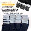 Valiilo Body Wave Tape in Hair Extensions Real Human Hair Natural Black Wave Human Hair Tape in Extensions 18inch Wave Tape ins for Black Women Double Sided Skin Weft Glue in Remy Hair 20pcs 50g