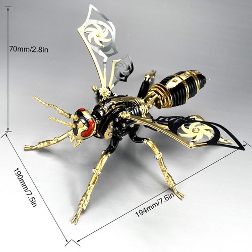 3D Metal Puzzles for Adults: The Northern Giant Hornet Metal Model Kits, 3D Metal Puzzle Mechanical Wasp Building Blocks, Difficult DIY for Assembly, Birthday Gifts for Men
