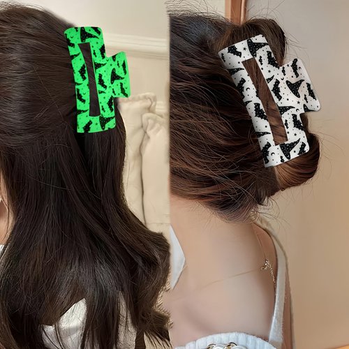 Halloween Hair Clips for Women White Claw Clip Bat Pattern Hair Claw Clips Non-Slip Claw Clips Halloween Hair Accessories Cosplay Party Theme Styling Hair Clips 1PCS