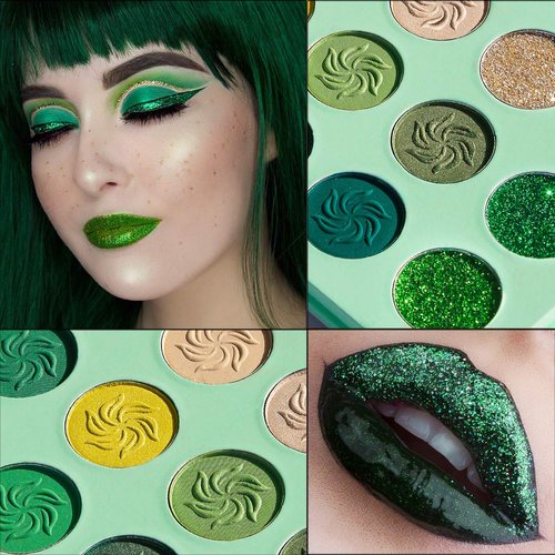 Afflano Green Eyeshadow Palette, Green Glitter Eyeshadow Highly Pigmented, Forest Emerald Green Christmas Makeup Palettes, Yellow Lime Grass Grinch Green Makeup Eye Shadow Pallet 15 Color