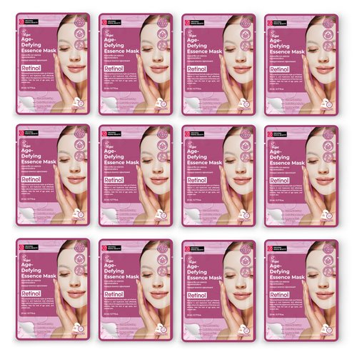 Original Derma Beauty Collagen Face Masks 12 PK Age-Defying Retinol Face Mask Skin Care Sheet Masks Set for Beauty & Personal Care Korean Face Mask