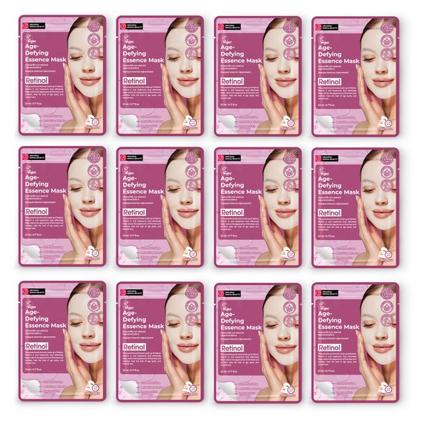 Original Derma Beauty Collagen Face Masks 12 PK Age-Defying Retinol Face Mask Skin Care Sheet Masks Set for Beauty & Personal Care Korean Face Mask