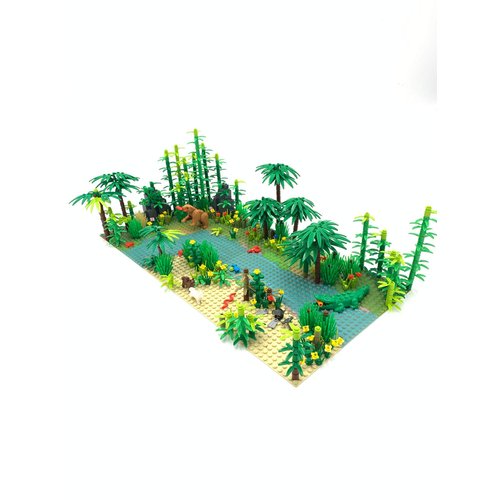 General Jim's Tropical Rainforest Modular Building Block Bricks Set Complete with Trees Plants, Animals and Rocks Botanical Building Blocks for Hours of Imaginative Fun for Teens and Adults