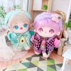 niannyyhouse 20cm Plush Doll Clothes Headband Hoodie Coat Pants Doll Dress Up (Purple)