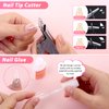 600PCS Clear Coffin Nail Tips Set Qinzave Clear Acrylic Nail Tips with Nail Glue Clear Coffin Nails Tip Full Cover with Nail Display Stand, Cuticle Nail Pusher Remover, Nail Clipper Nail Files Buffer