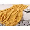 CREVENT Knitted Decorative Throw Blanket for Couch Sofa Chair Bed，Soft Warm Cozy Light Weight for Spring Summer (50''X60'' Mustard Yellow)