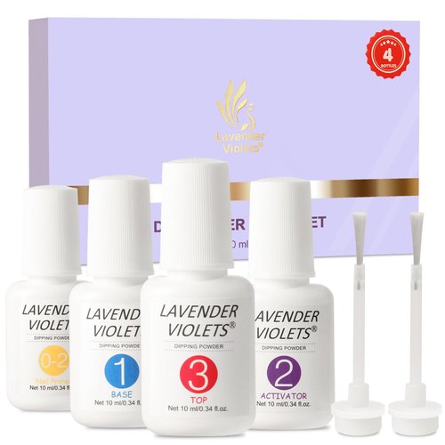 Lavender Violets Dip Powder Liquid Set, Dipping Powder Gel Includes Nail Primer, Activator, Base ...