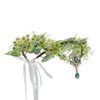 Bubbmi Green Flower Wreath Fairy Costume Headband with Pendant, Woodland Elf Cosplay Outdoor Wedding Bridal Headpiece for Women Girls(ZM01GREEN)