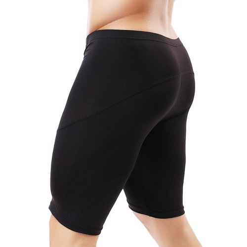 MIZOK Mens Yoga Tight Shorts Quick Dry Seamless Training Gym Workout Jogger Shorts Swim Jammers Swimsuit (Black, US S/Tag M Size Fit Waist 26-28 inch)