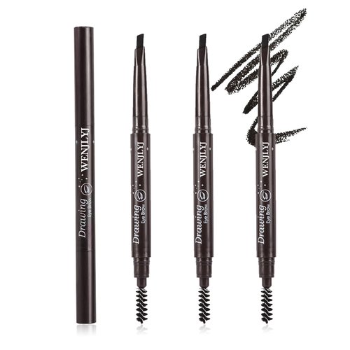 3 Pcs Waterproof Eyebrow Pencil,Longwearing Eyebrow Pen Makeup with Brush,Smudge Proof Brow Pen,Eye Brow Pencils for Women Daily Eye Makeup（Black）