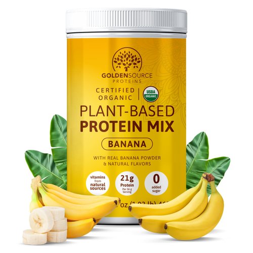 Golden Source Proteins - Banana - Plant Based Protein Powder, Protein Mix, Protein Powder with Vitamins & Minerals, 20g of Protein, & Complete Amino Acid Profile, Vegan Protein Powder