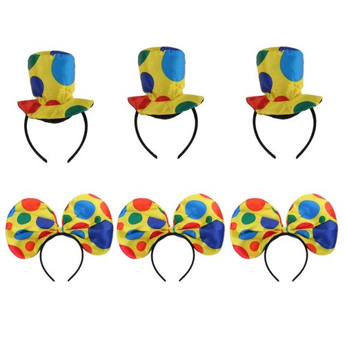 6pcs Clown Headband Polka Dot Clown Hat for Halloween Cosplay Costume Accessories, Multicolored, ...