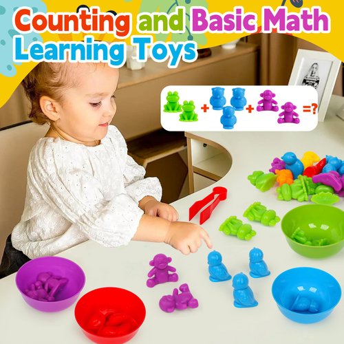 Color Sorting Toys for Toddlers 1-3,Counting Animals Sorting Matching Games Montessori Educational Preschol Learning Activities Math Sensory Traning Games Easter Gift for Ages 2-4,3-5 Boys Girls