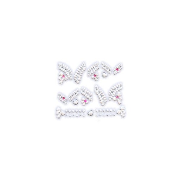 Pink Ribbon/Bow w/Rhinestone Nail Stickers/Decals