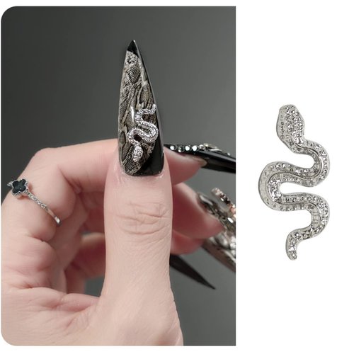Snake Nail Art Charms 3D Alloy Snake Nail Charms Gold Silver Rose Gold Wave Snake Nail Jewelry Retro Exquisite Three-Dimensional Snake Design Nail Gems for Women Girls Nail Art Decoration 30pcs