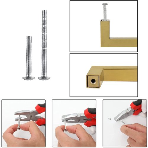 homdiy 3-1/2 Inch Cabinet Handles Brushed Brass Kitchen Cabinet Pulls 6 Pack - Gold Cabinet Pulls Square Cabinet Hardware for Cabinet, Cupboard, 3-1/2'' Hole Centers