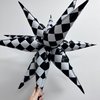 2*12PCS Black White Checkered Explosion Pointed Star Foil Balloons/4D Checkered Racing Balloons/Race Car Birthday Party Supplies/Las Vegas Casino Party/Father's Day Boys Birthday Party (2 PCS Black)