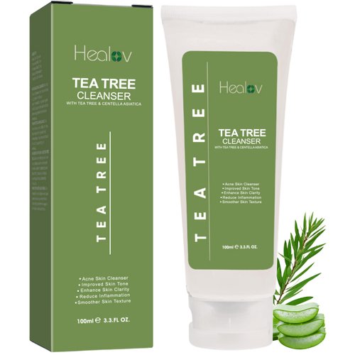 Tea Tree Face Wash – Natural Tea Tree Soap Exfoliating Facial Cleanser – Tea Tree Oil Fights Acne, Skin Irritation and Prevents Breakouts – Deeply Cleansing, Hydrating Liquid Soap for Calm Fresh Skin