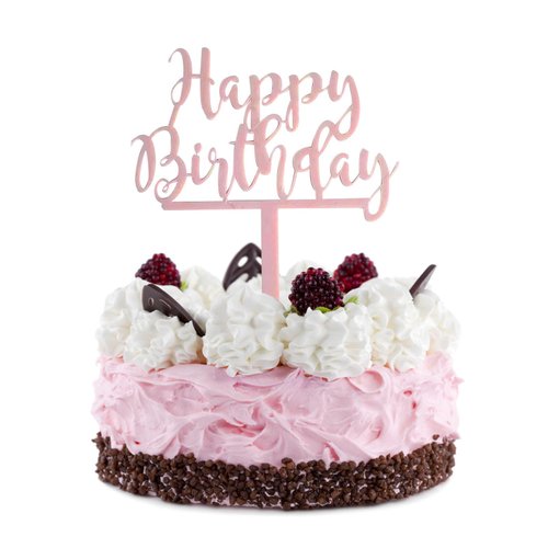 Pink Acrylic Happy Birthday Cake Topper Decoration Cupcake Topper For Birthday Party Decorations Supplies(Pink 2)