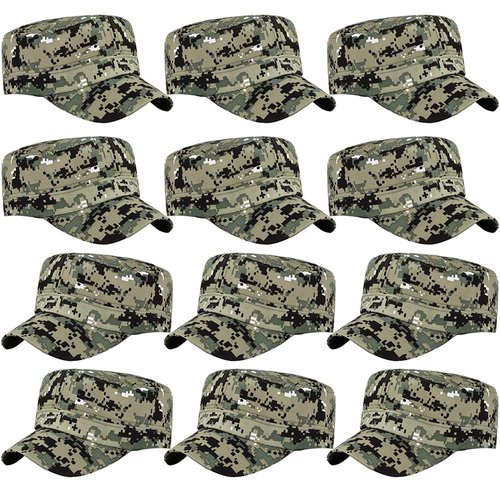 ZffXH 12 pcs Birthday Party Hats Army Cadet Soldier Theme Party hat Favors Halloween Costume Cap
