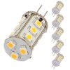 LEDwholesalers Tower Type G4 12V AC/DC LED Bulb with 15xSMD3528 for RV Camper Trailer Boat Marine (6-Pack), White, 1411WHx6