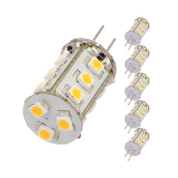 LEDwholesalers Tower Type G4 12V AC/DC LED Bulb with 15xSMD3528 for RV Camper Trailer Boat Marine (6-Pack), White, 1411WHx6