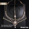 Aimimier Boho Teardrop Crystal Head Chain Layered Faux Pearl Forehead Chain Wedding Headpiece for Women (Gold)