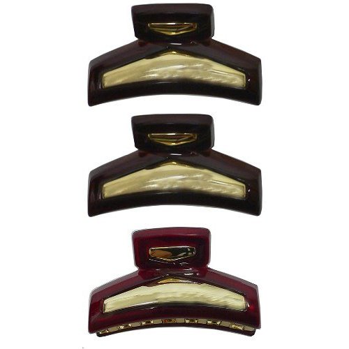 Set of 2 Plastic Jaw Clips Light Weight Claw Clips Gold Tone DB86200-1-2