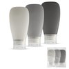 LYOB Travel Bottles for Toiletries Leak Proof Silicone for Men,TSA 3oz, Containers- BPA Free, Grab-and-Go Refillable Liquid Accessories for Shampoo, Lotion & More 3-pk (Black-Gray-White)