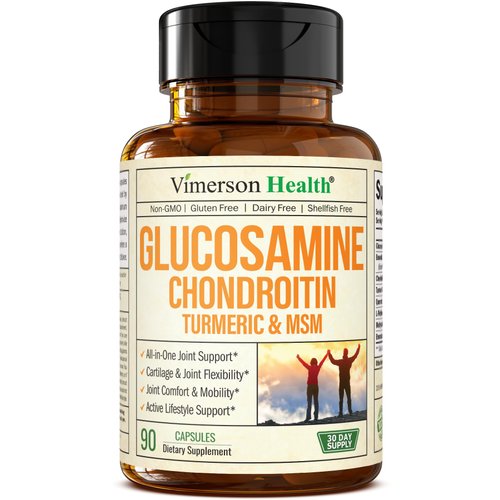 Glucosamine Chondroitin MSM and Turmeric Supplement - Joint Support Supplement for Women & Men with Boswellia & Glucosamine Sulfate 1500 mg. Used for Cartilage & Joint Health & Flexibility 90 Capsules