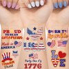 Fourth of July Party Supplies Temporary Tattoos 80pcs Patriotic Glitter and Mettalic Styles USA Independence Day Red Blue America, July 4th Party Favors, USA Flag Decor for Kids Adults