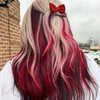 12 Pcs Red and Green Clip in Hair Extensions Long Straight Synthetic Hairpieces Christmas Women Festivals Party Supplies